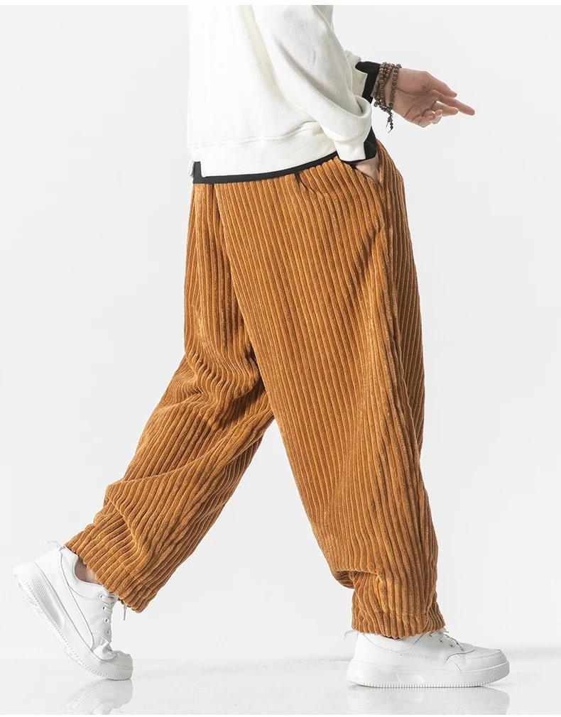 Valérien - Pantalon en velours côtelé oversized pour hommes, confortable et élégant pour un look décontracté