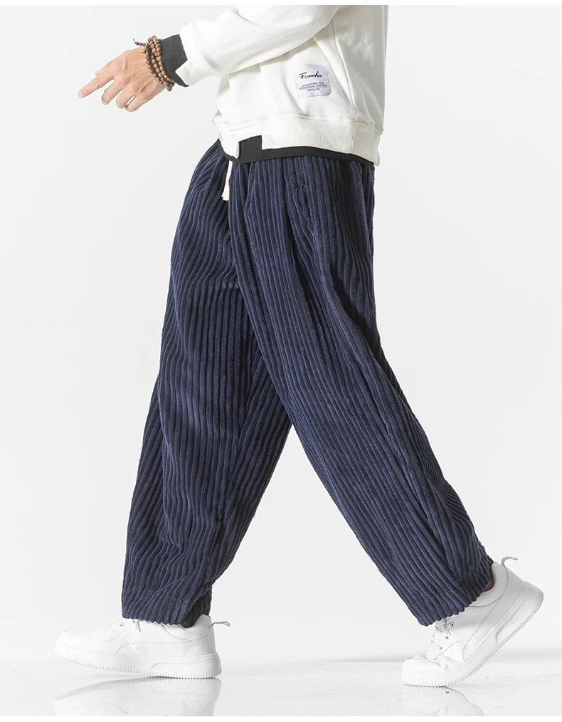 Valérien - Pantalon en velours côtelé oversized pour hommes, confortable et élégant pour un look décontracté