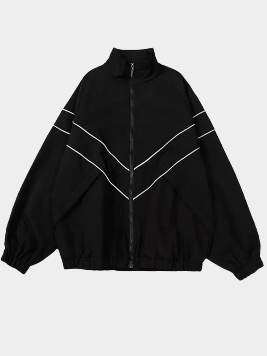 Veste coupe-vent grande taille à blocs contrastés et fermeture éclair sur le devant