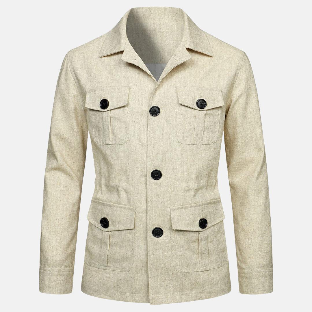 Veste en lin multi-poches – Style décontracté d'été pour homme