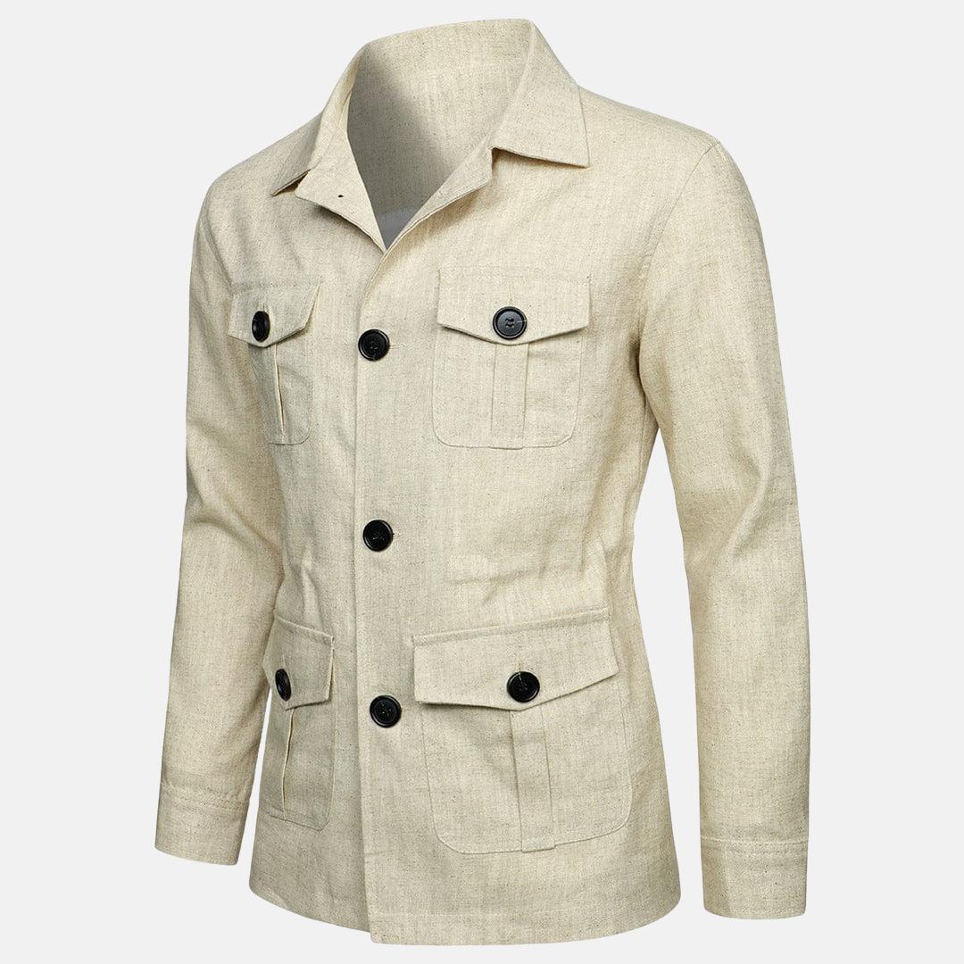 Veste en lin multi-poches – Style décontracté d'été pour homme