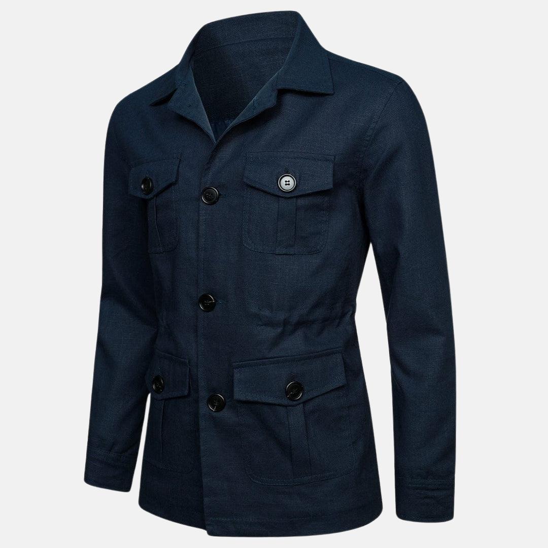 Veste en lin multi-poches – Style décontracté d'été pour homme