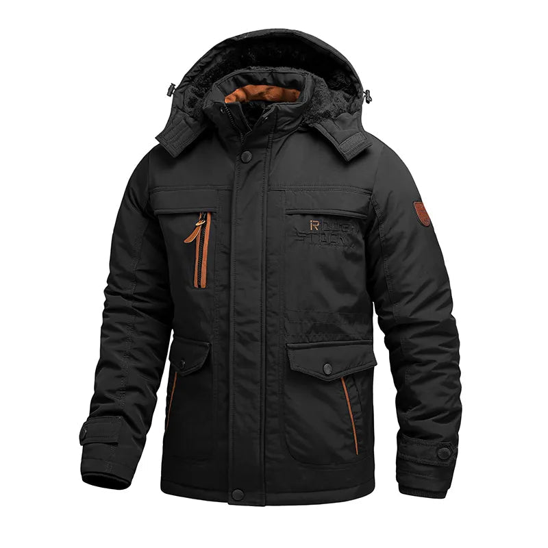 Veste dhiver tactique pour homme - Veste doublée imperméable avec capuche amovible - 1
