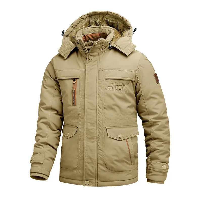 Veste dhiver tactique pour homme - Veste doublée imperméable avec capuche amovible - 2