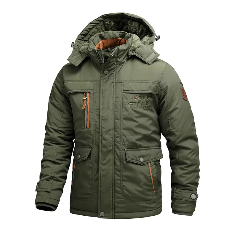 Veste dhiver tactique pour homme - Veste doublée imperméable avec capuche amovible - 4