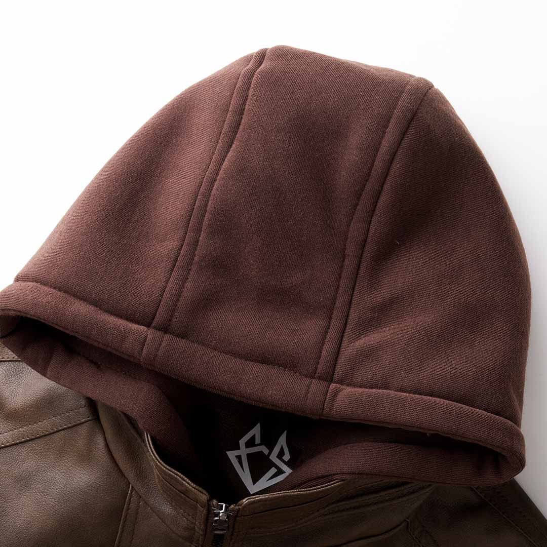 Veste en cuir | Capuche réglable, fermeture éclair, design intemporel 5