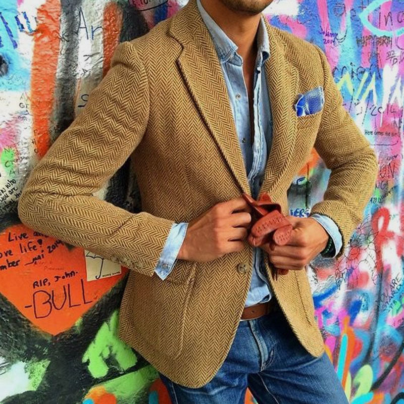 Vintage | Blazer en laine mélangée à chevrons 2
