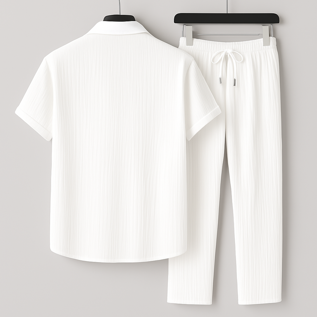 Ensemble deux pièces décontracté en lin – Tenue d'été coordonnée pour homme