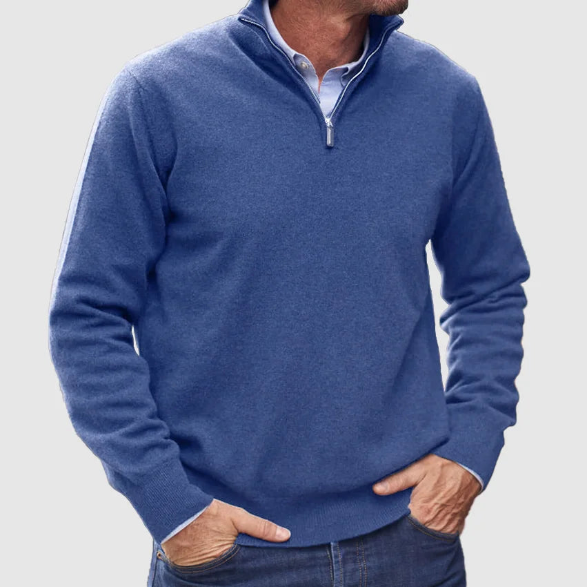 Pull zippé en cachemire italien – Élégance de luxe pour homme