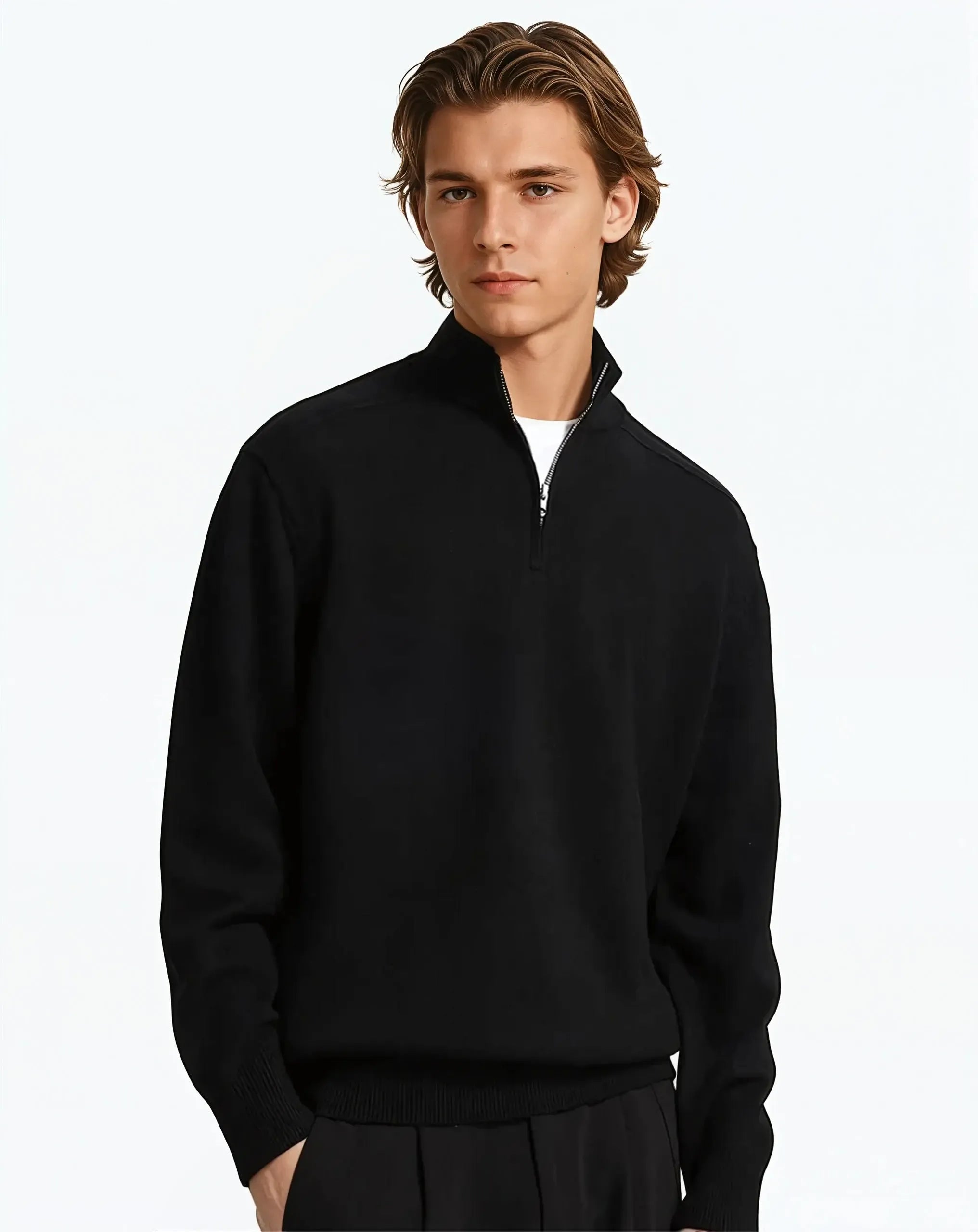 Zip-Up en Laine Mérinos pour Homme – Vêtement Chaud et Élégant avec Col Zippé, Parfait pour l'Hiver - 5