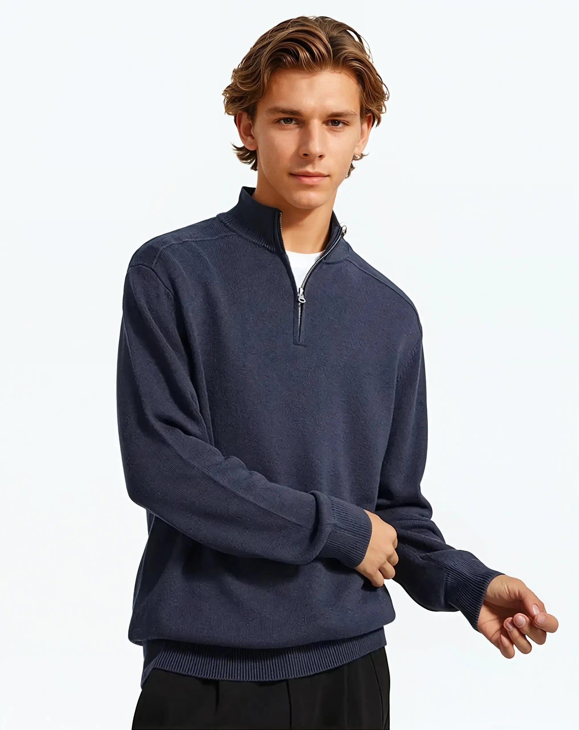 Zip-Up en Laine Mérinos pour Homme – Vêtement Chaud et Élégant avec Col Zippé, Parfait pour l'Hiver - 9