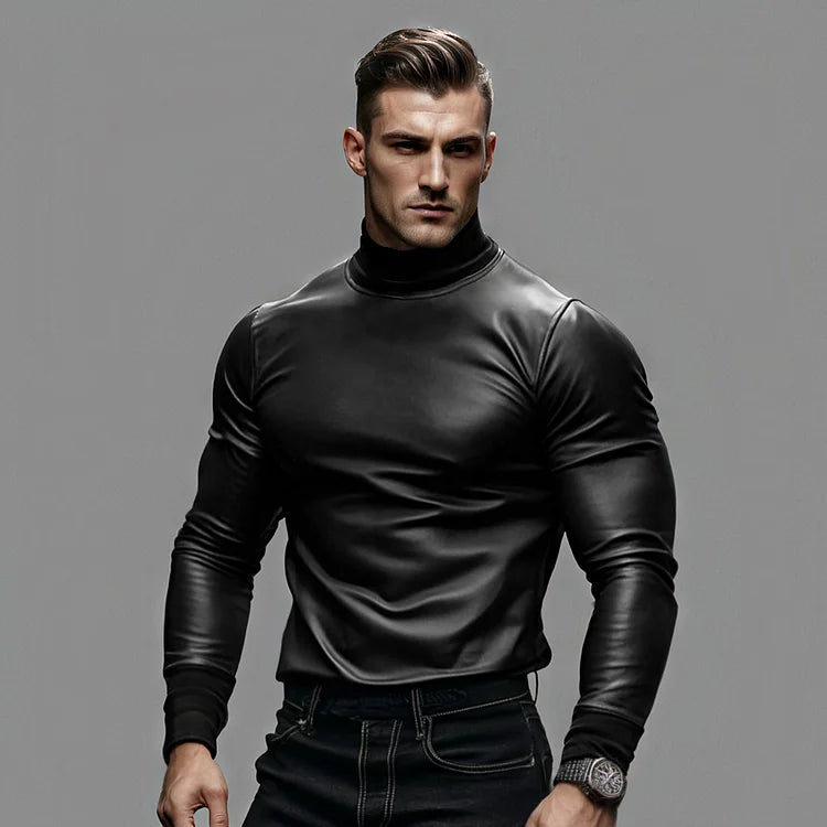 Solvsvanen | Pull à col roulé en cuir PU