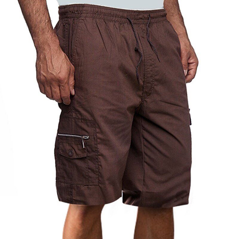 Short décontracté à cordon de serrage pour homme – Poches zippées en coton