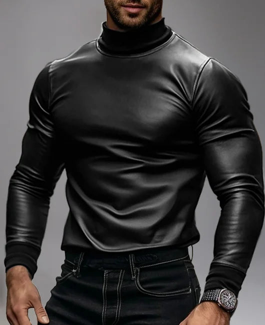 Solvsvanen | Pull à col roulé en cuir PU