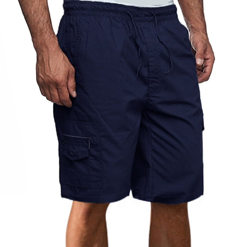 Short décontracté à cordon de serrage pour homme – Poches zippées en coton