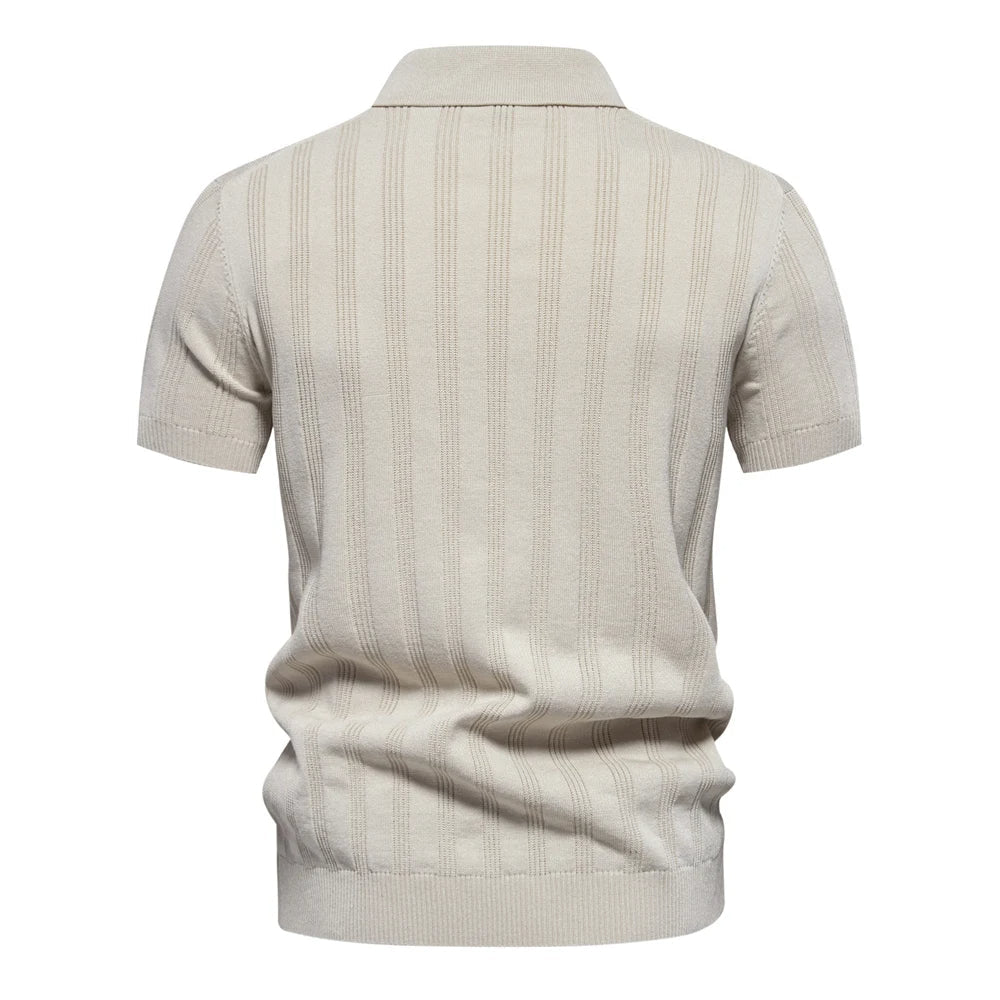 Polo vintage en maille côtelée – Coupe slim texturée pour homme