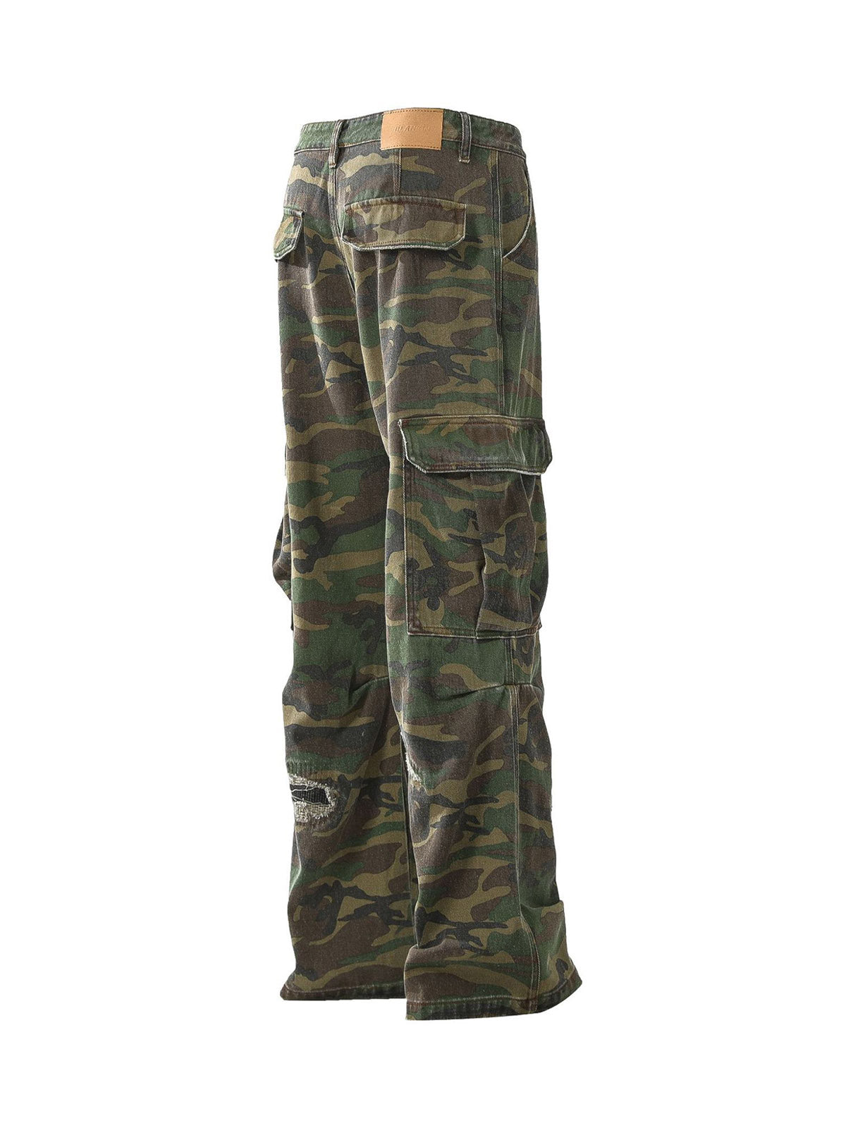 Pantalon ample déchiré - Pantalon camouflage à jambe large pour homme