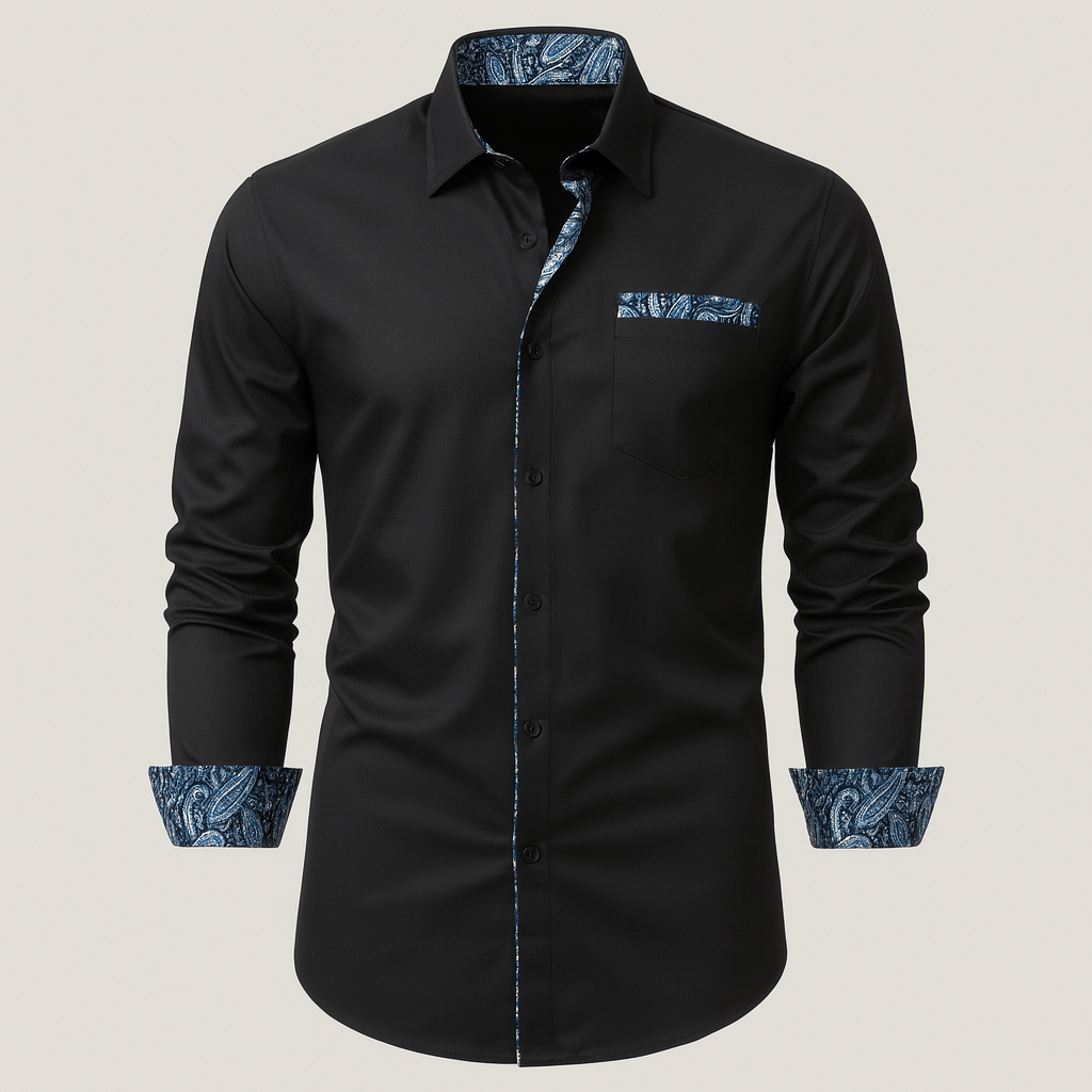 Hemd mit langen Ärmeln für Herren mit Paisley-Muster, gefertigt aus hochwertigem Material.