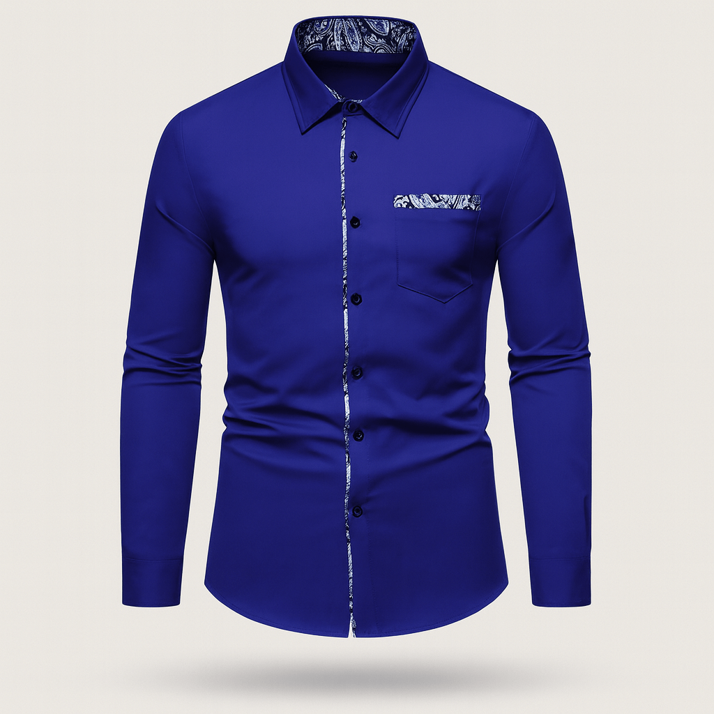 Hemd mit langen Ärmeln für Herren mit Paisley-Muster, gefertigt aus hochwertigem Material.