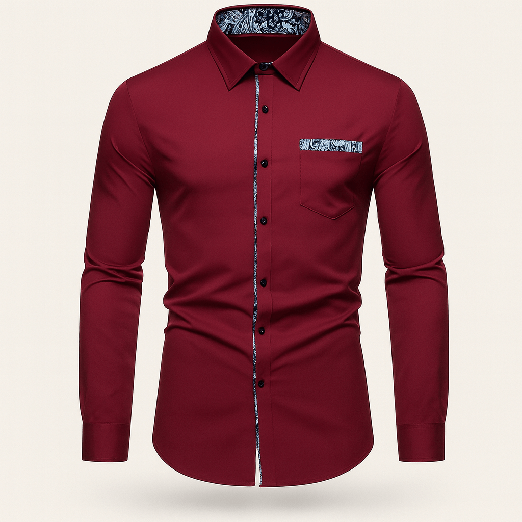 Hemd mit langen Ärmeln für Herren mit Paisley-Muster, gefertigt aus hochwertigem Material.