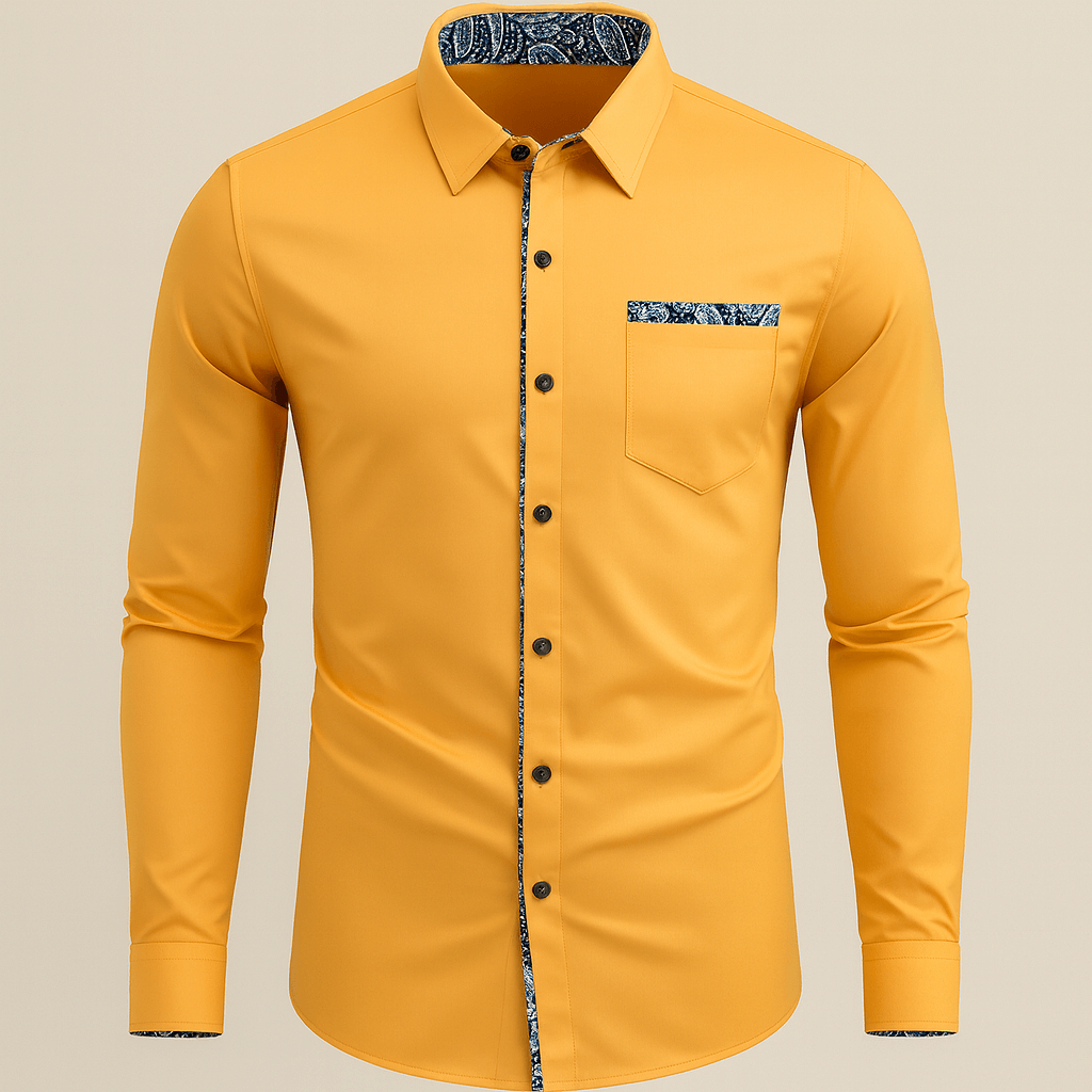 Hemd mit langen Ärmeln für Herren mit Paisley-Muster, gefertigt aus hochwertigem Material.