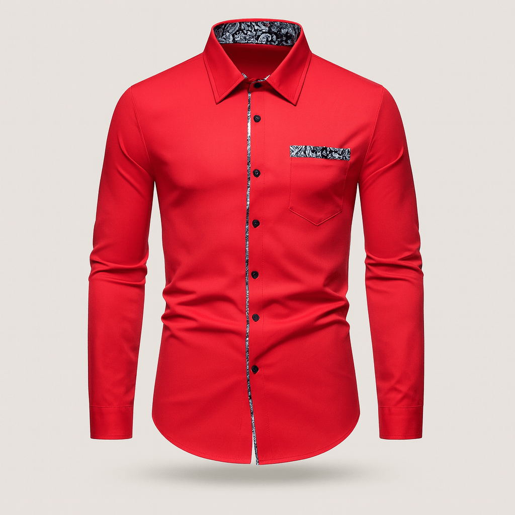 Hemd mit langen Ärmeln für Herren mit Paisley-Muster, gefertigt aus hochwertigem Material.