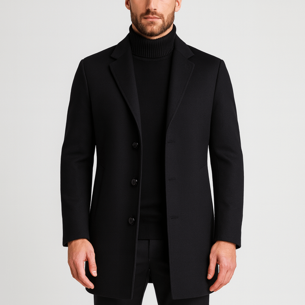 Solvsvanen | Manteau en laine coupe droite, col traditionnel