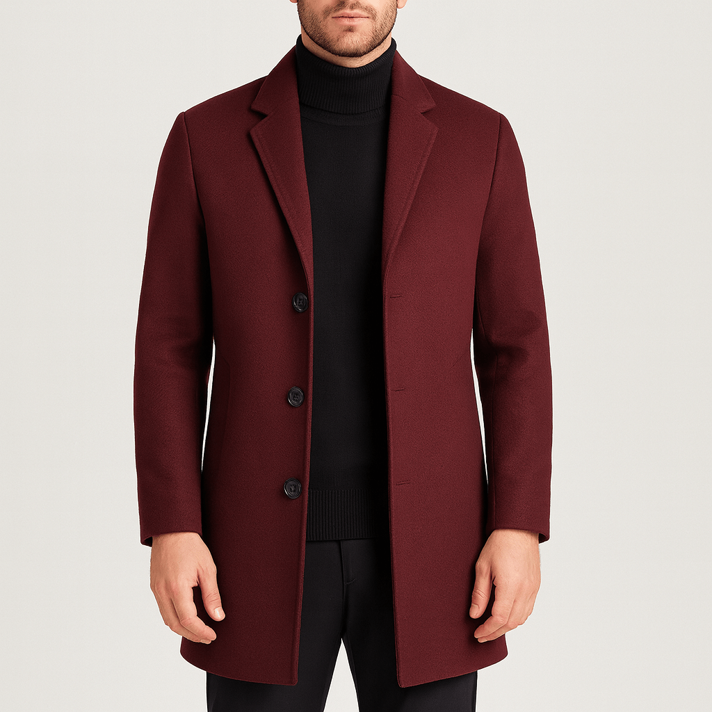 Solvsvanen | Manteau en laine coupe droite, col traditionnel