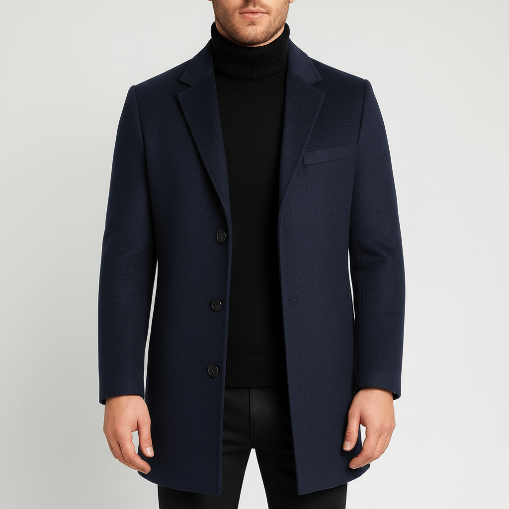 Solvsvanen | Manteau en laine coupe droite, col traditionnel