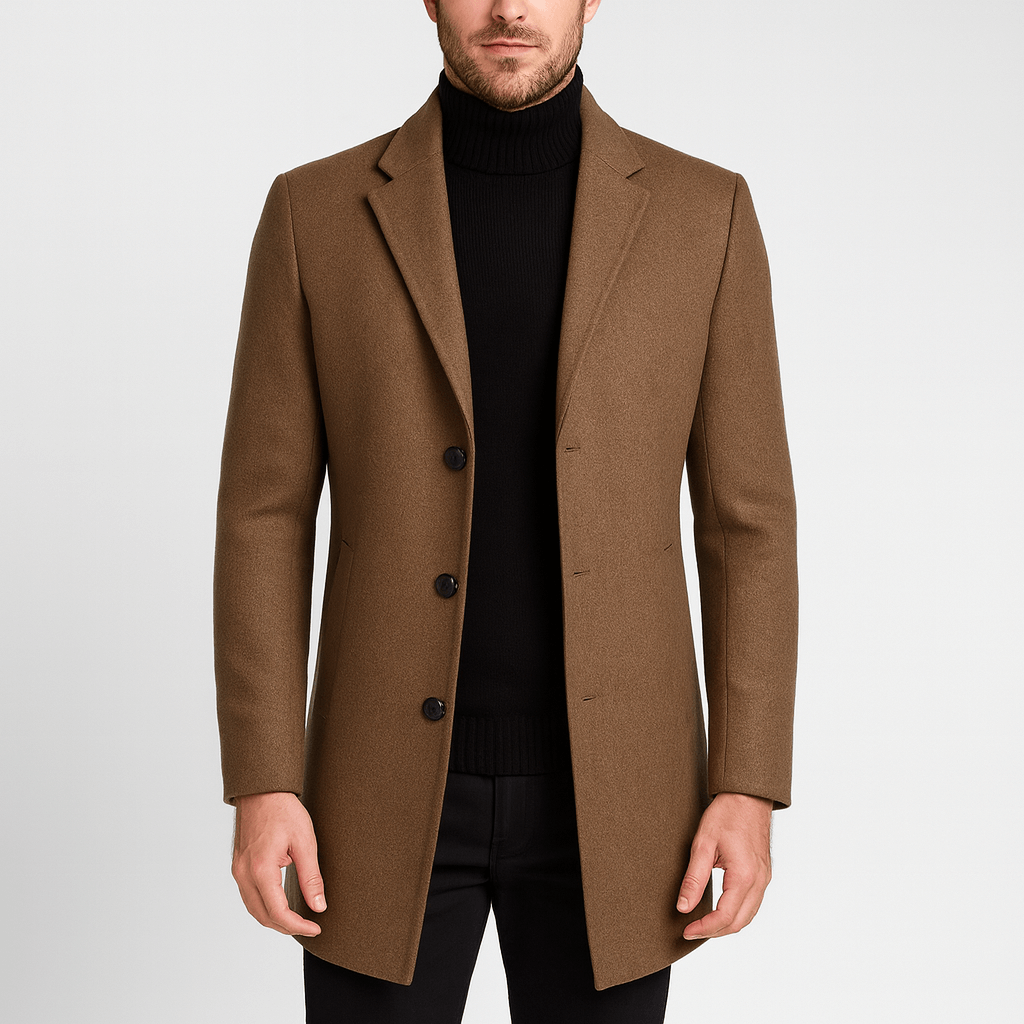 Solvsvanen | Manteau en laine coupe droite, col traditionnel