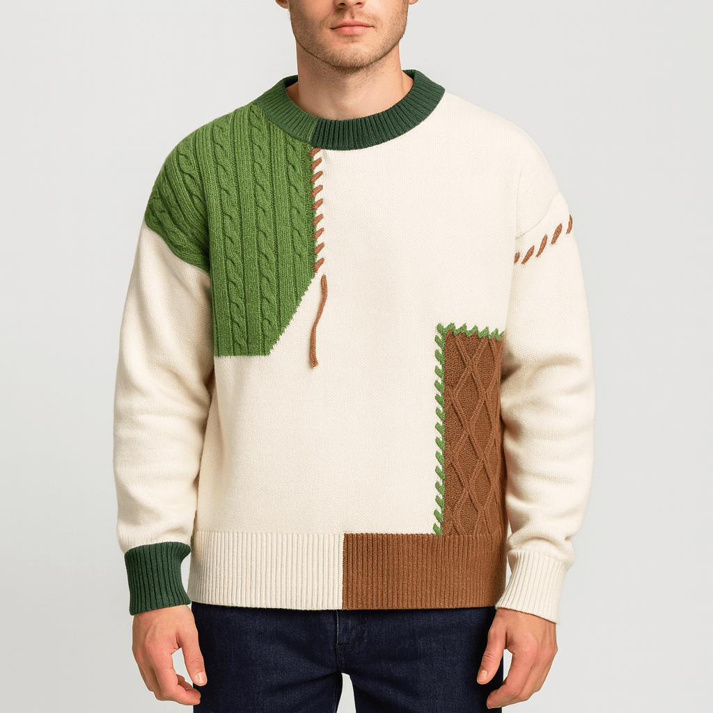 Solvsvanen | Pull ample en maille Ă  motif patchwork