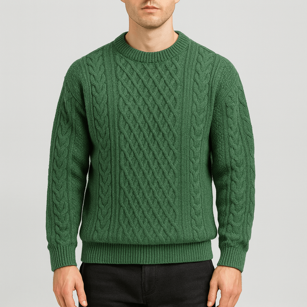 Solvsvanen | Pull col rond en maille torsadée