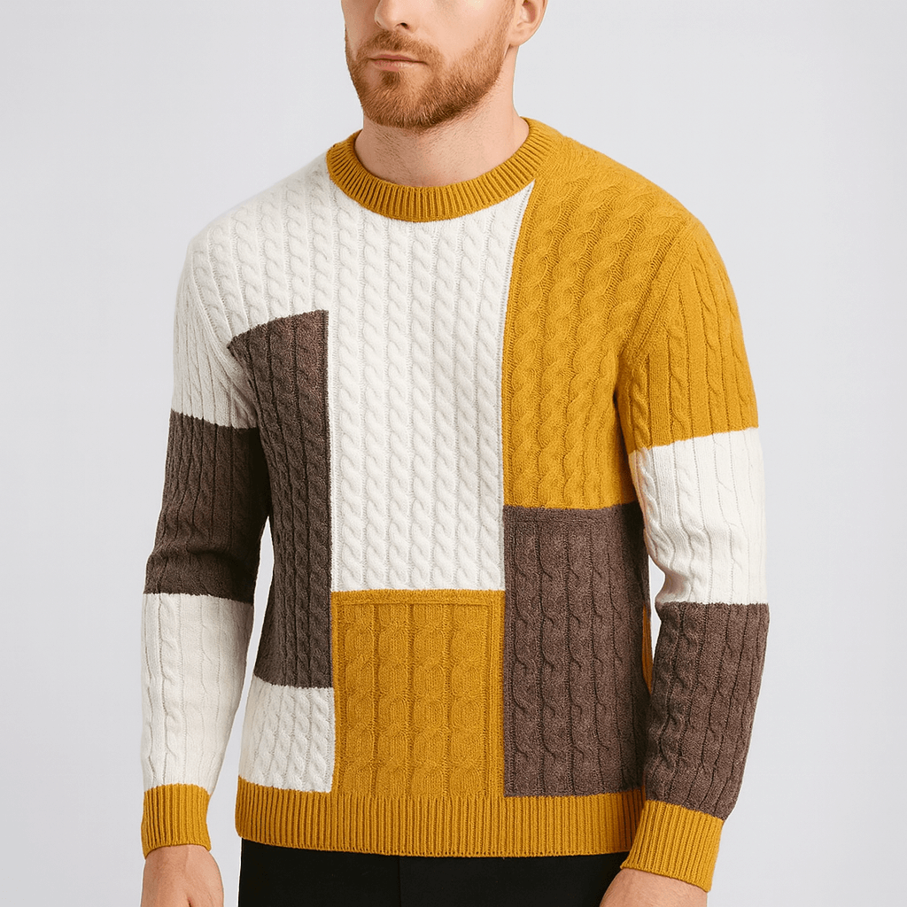 Solvsvanen | Pull ample en maille patchwork