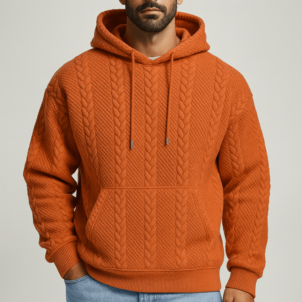 Solvsvanen | Sweat à capuche décontracté en tricot torsadé uni