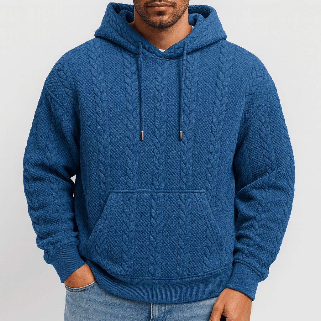 Solvsvanen | Sweat à capuche décontracté en tricot torsadé uni