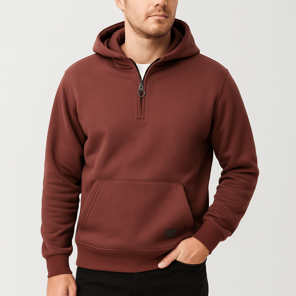Solvsvanen | Sweat à capuche doux avec demi-zip