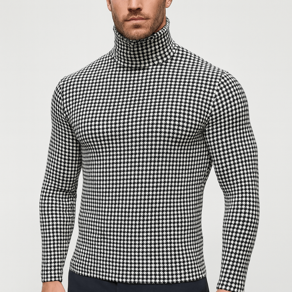 Solvsvanen | Col roulé tricoté à motif pied-de-poule