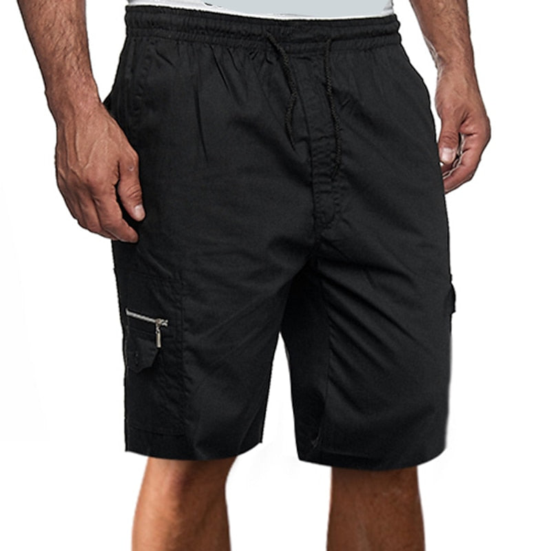 Short décontracté à cordon de serrage pour homme – Poches zippées en coton