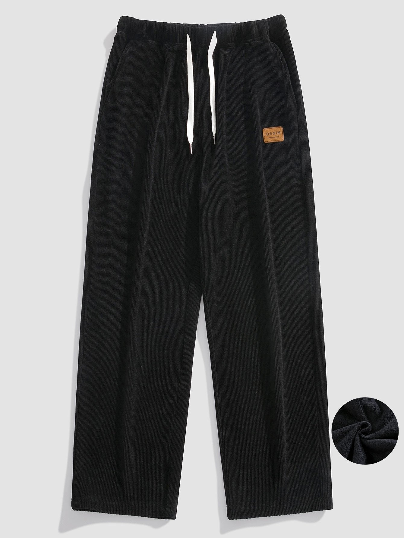 Pantalon élégant en velours côtelé à jambe droite doublé polaire pour homme