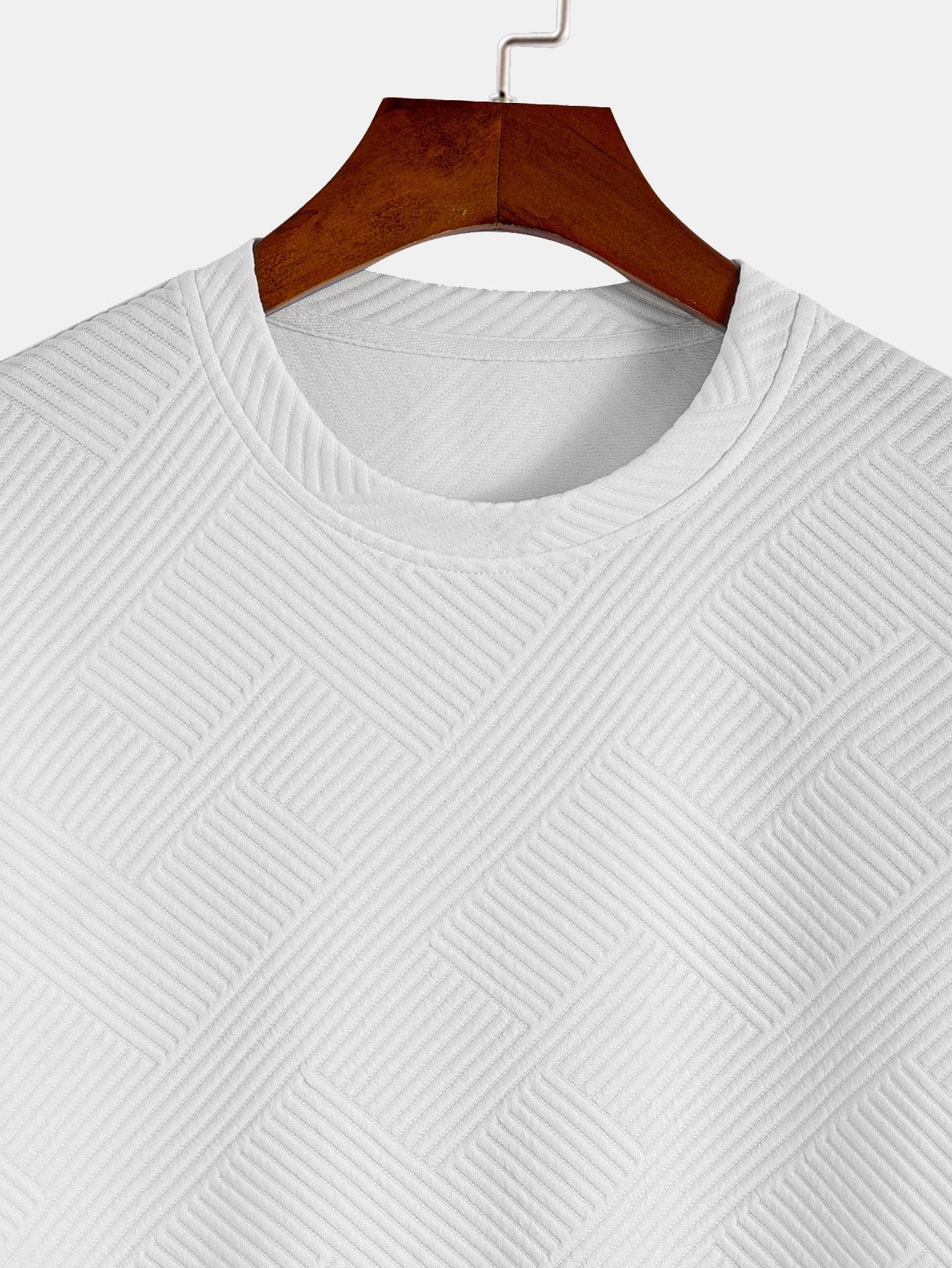 T-shirt à manches courtes et ourlet noué en jacquard – Haut décontracté pour homme