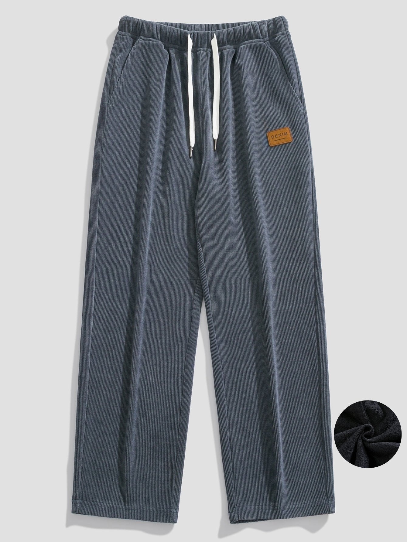 Pantalon élégant en velours côtelé à jambe droite doublé polaire pour homme