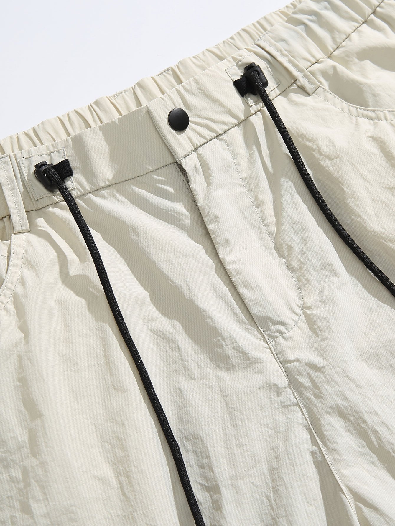 Pantalon droit parachute à taille élastique avec cordon de serrage pour homme