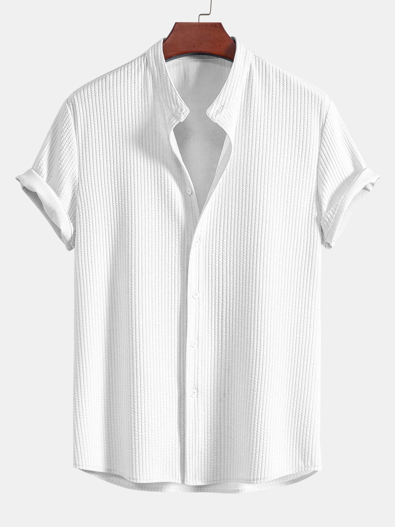 Côtelé coupe ajustée chemise à col montant et short à cordon de serrage deux ensembles