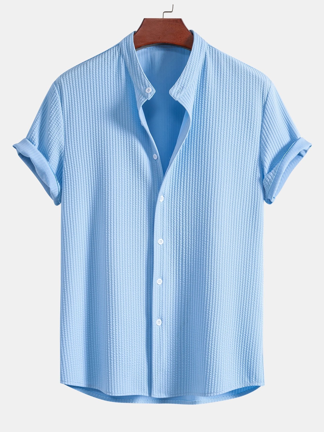 Côtelé coupe ajustée chemise à col montant et short à cordon de serrage deux ensembles