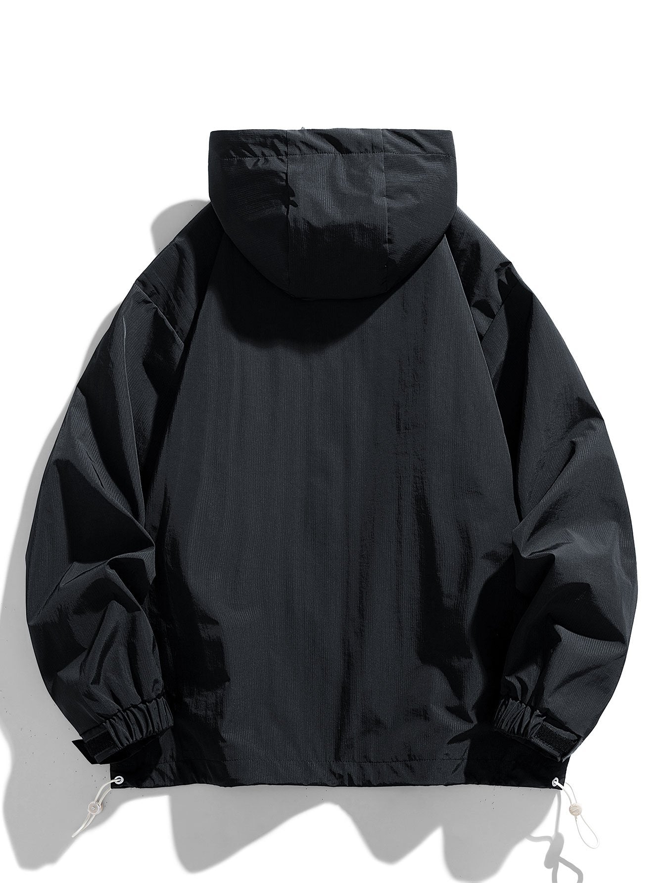Coupe-vent à capuche léger en nylon avec fermeture éclair quart de tour pour homme