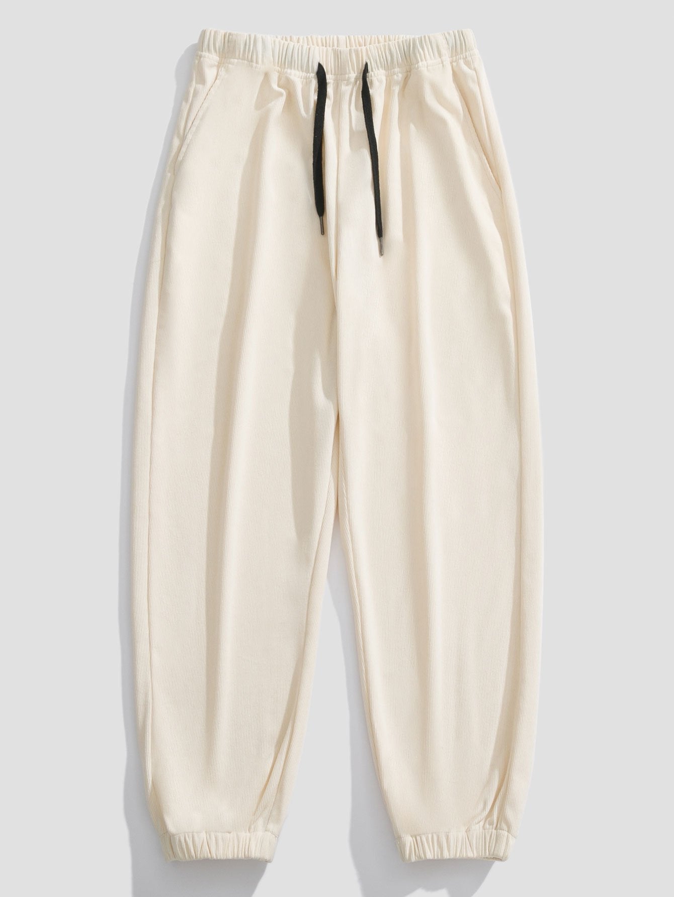 Pantalon de survêtement en velours côtelé avec cordon de serrage pour homme