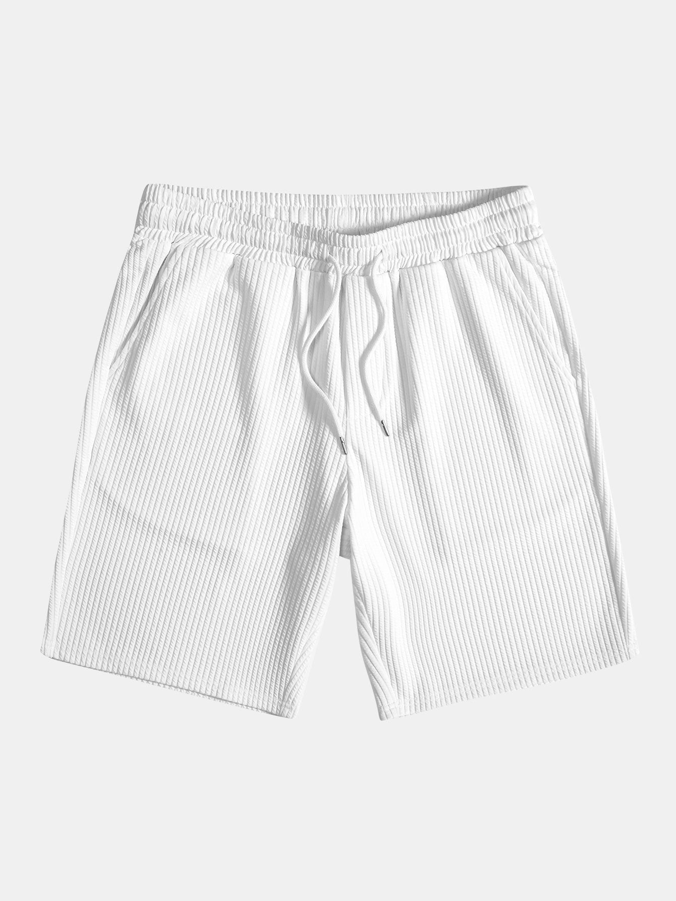 Côtelé coupe ajustée chemise à col montant et short à cordon de serrage deux ensembles