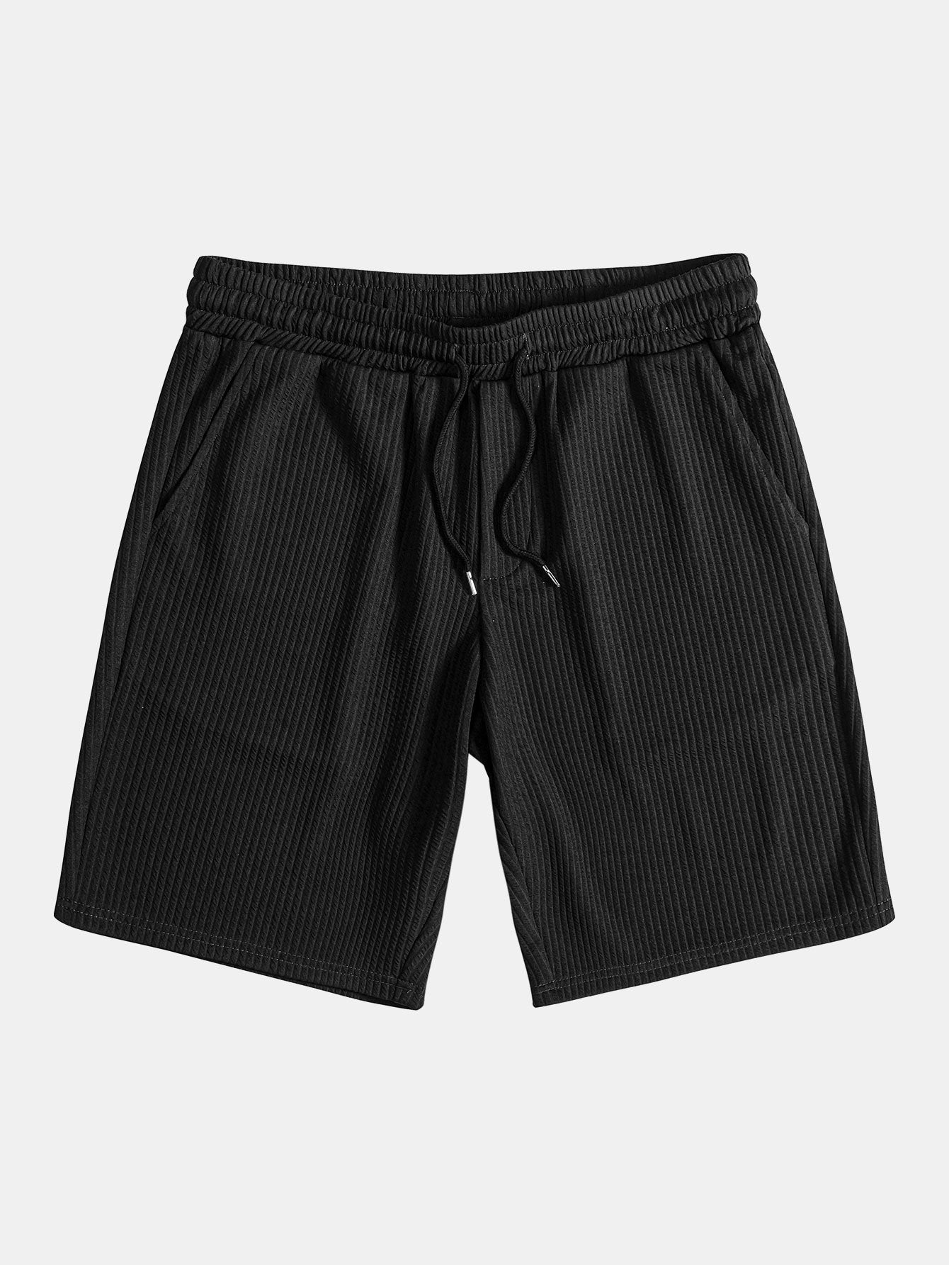 Côtelé coupe ajustée chemise à col montant et short à cordon de serrage deux ensembles