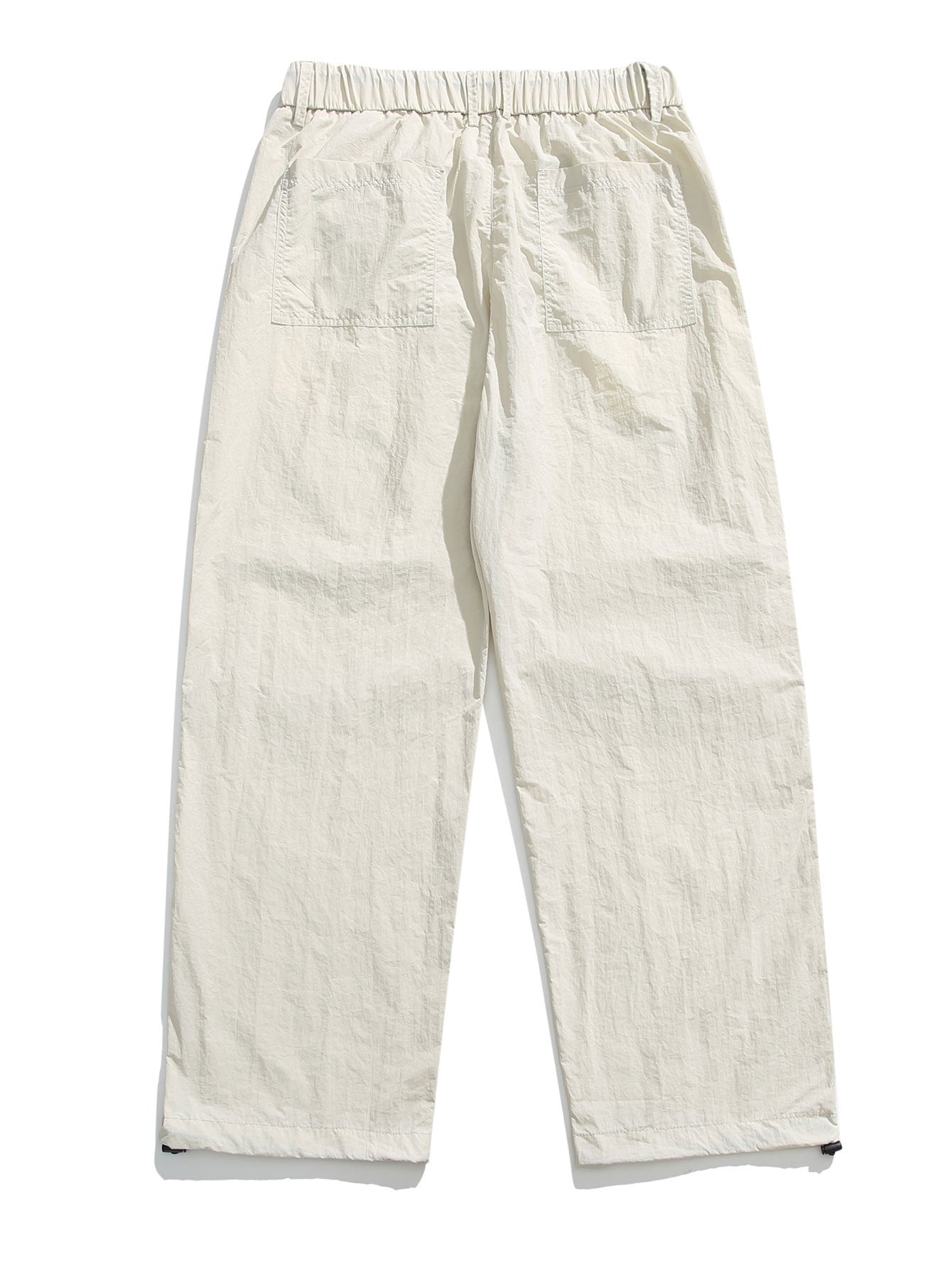 Pantalon droit parachute à taille élastique avec cordon de serrage pour homme