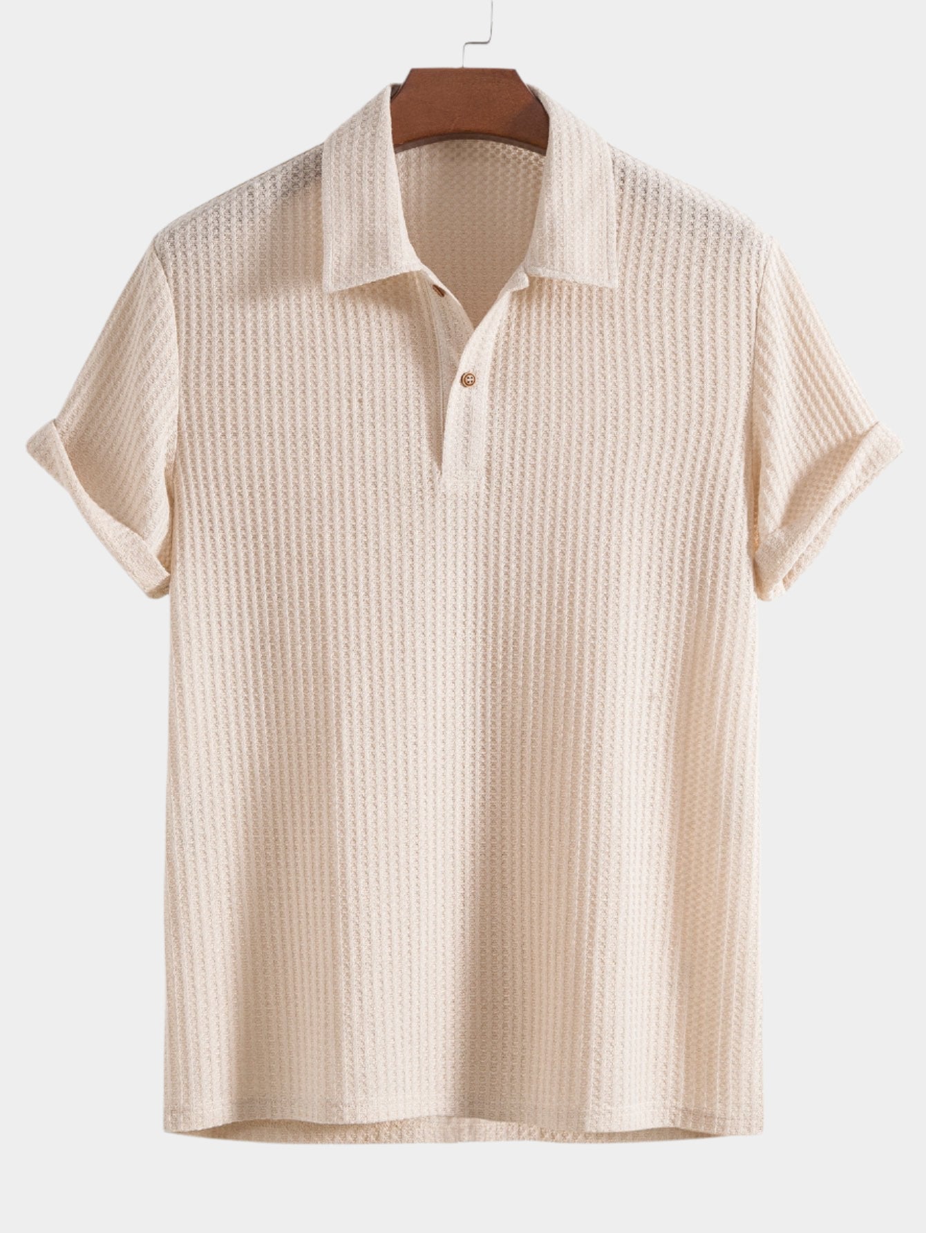Polo gaufré en tricot – Tenue d'été décontractée pour homme